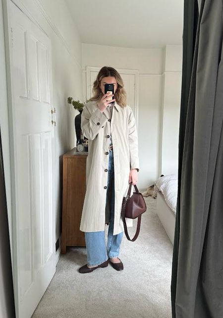 Marks and spencer, Cotton on, Madewell, Mango, Asos, transitional outfit, transitional style, spring outfit, spring fashion, trench coat, straight leg jeans, leather flats, mary jane flats, brown leather bag, trench coat outfit, spring outfit ideas, style inspiration 

#LTKstyletip #LTKSeasonal #LTKeurope
