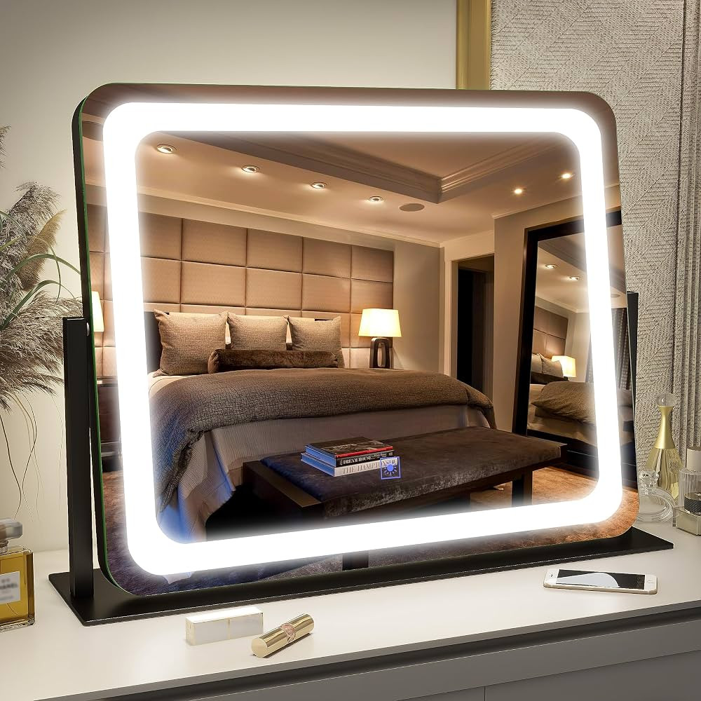 FENNIO Vanity Mirror with Lights 22"x19"LED Lighted Makeup Mirror,Large Makeup Mirror with Lights... | Amazon (US)