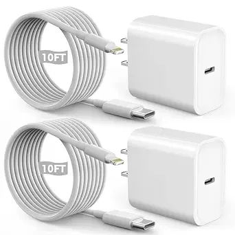 Fast iPhone Charger, Quick 10Foot USBC Wall Charger【Apple MFi Certified】2Pack 20W PD USB C Fa... | Amazon (US)