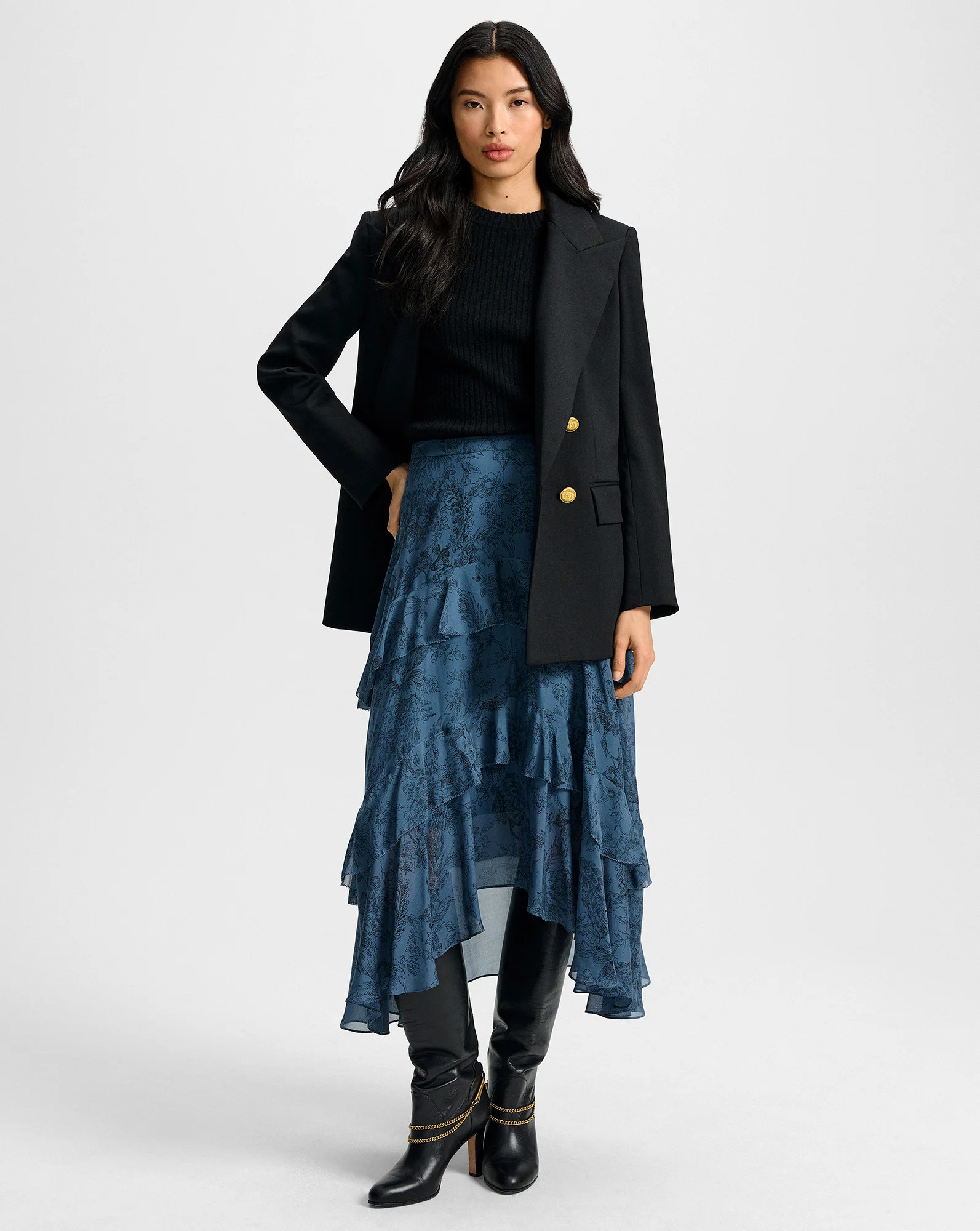 Graeme Silk Midi Skirt | Veronica Beard