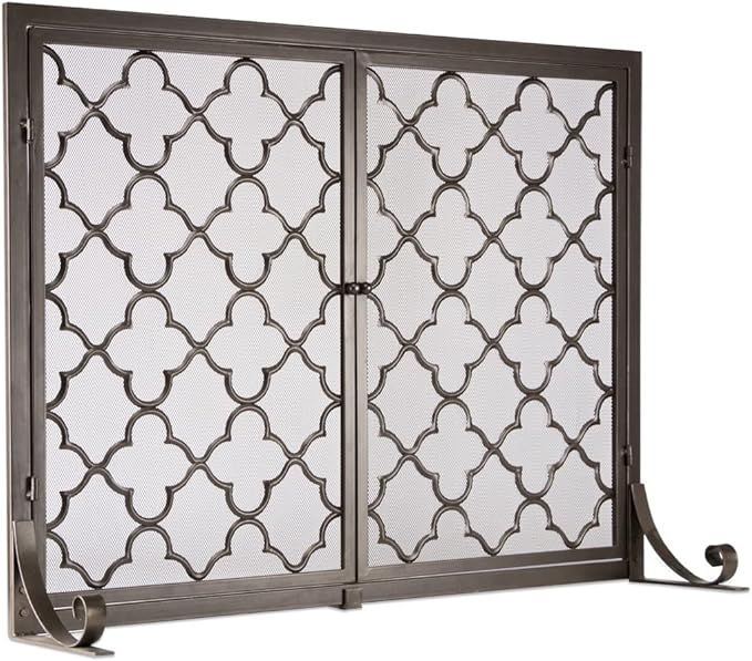 Plow & Hearth 66A35-PWT Small Geometric Screen with Doors, 38''W x 31, Pewter | Amazon (US)