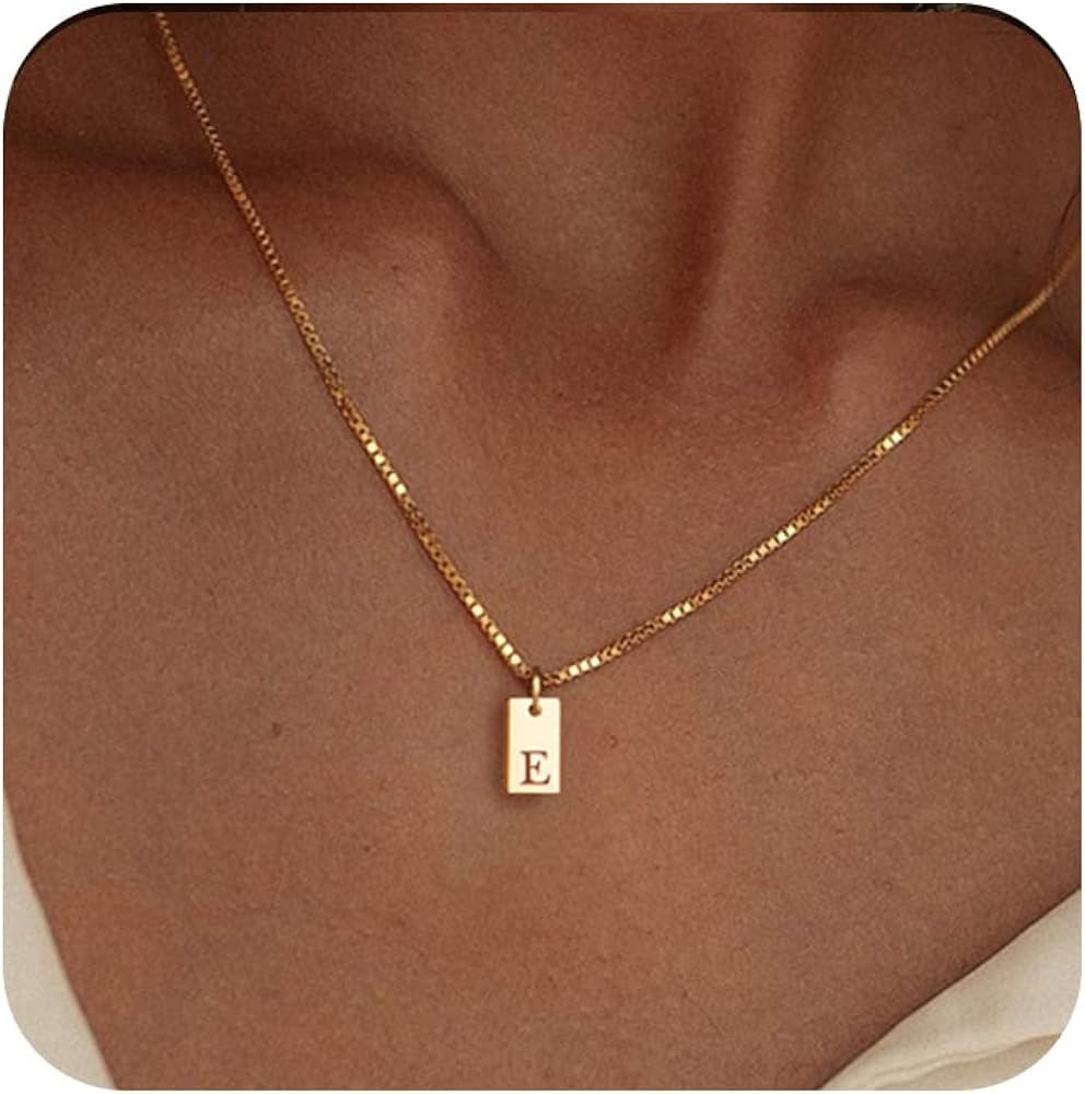 Initial Necklaces for Women 14K Gold Plated Letter Necklace Dainty Gold Name Necklace Personalize... | Amazon (US)