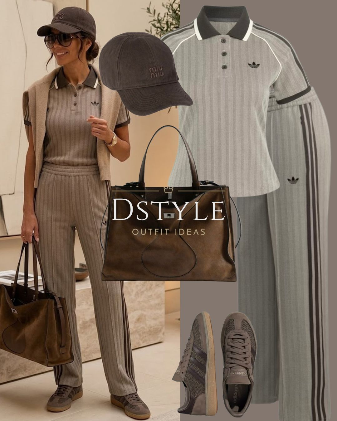 Monochrome sport-chic set for easy everyday style 🤎 

Adidas track set, neutral athleisure, Miu Miu cap, brown suede bag, casual fall outfit idea 

 #LTKootd #LTKmomlife