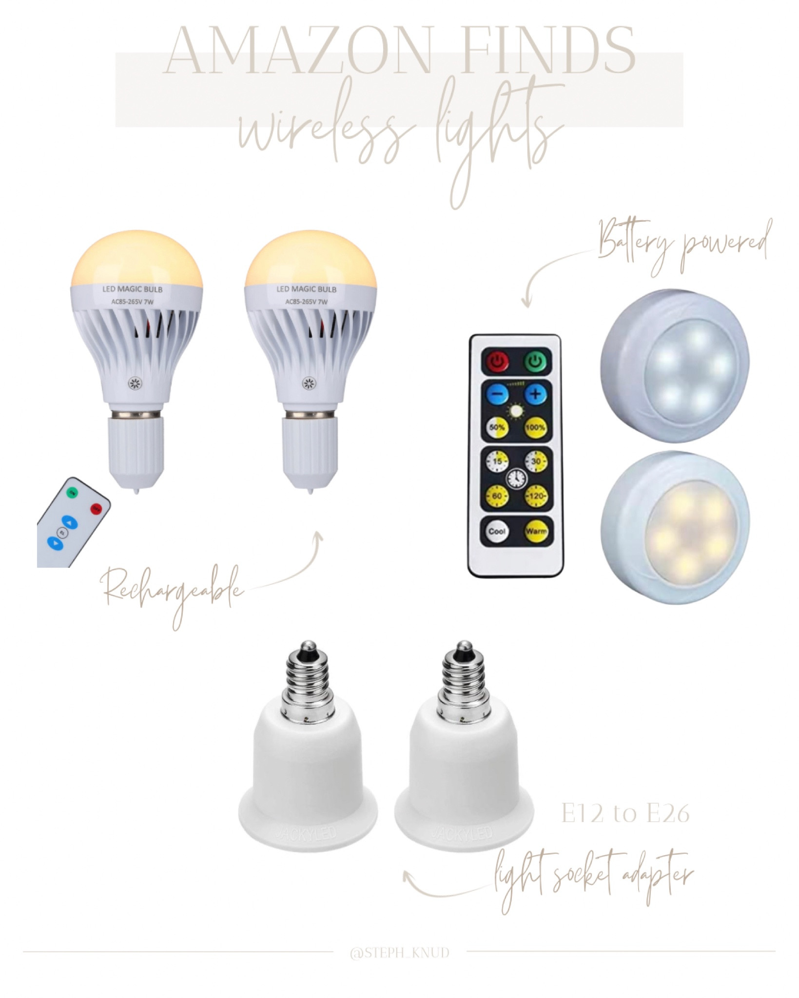 Wireless bulbs that can be used with wall sconces, chandeliers, or lamps that aren’t hard wired! 

#LTKhome