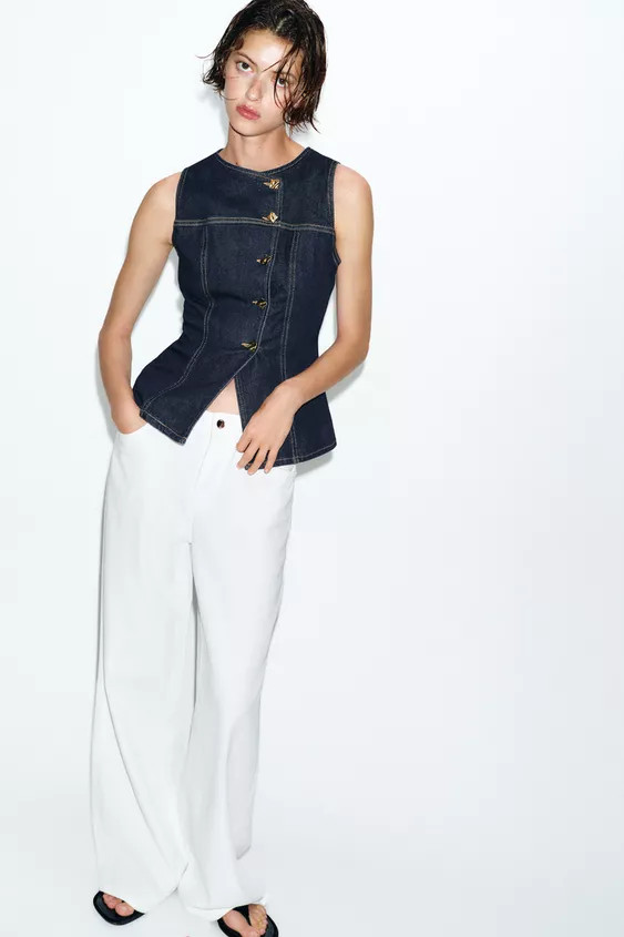 Z1975 TAILORED DENIM VEST | Zara US