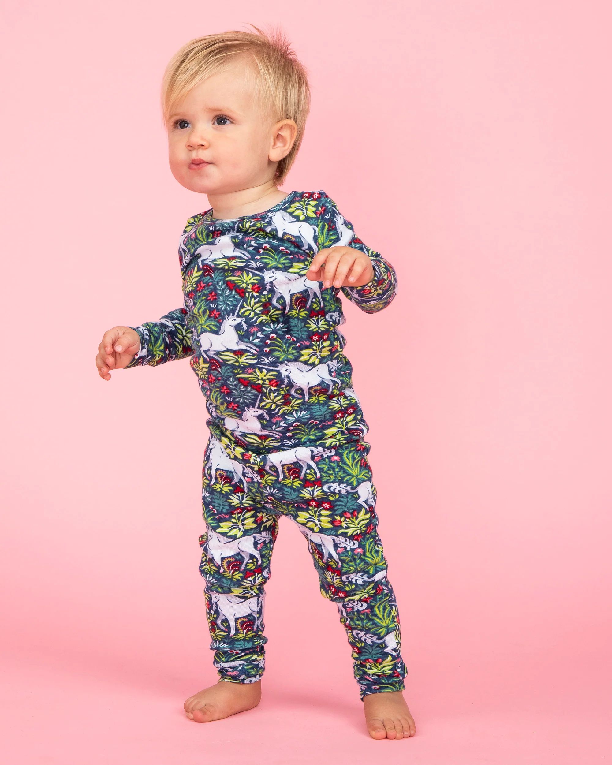 Unicorn&#39;s Garden- Kids Pajama Set - Indigo | Printfresh