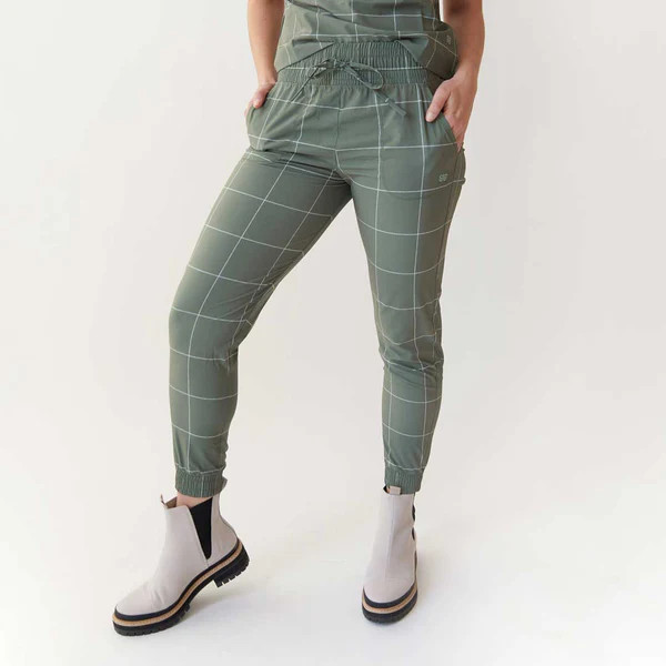 Destination Joggers, Sage Windowpane | Albion Fit