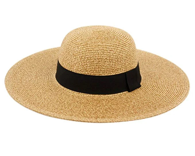 Traditions Hat Co. Womens UPF50 Foldable Summer Sun Beach Straw Hats Wide Brim with Adjustable Dr... | Walmart (US)