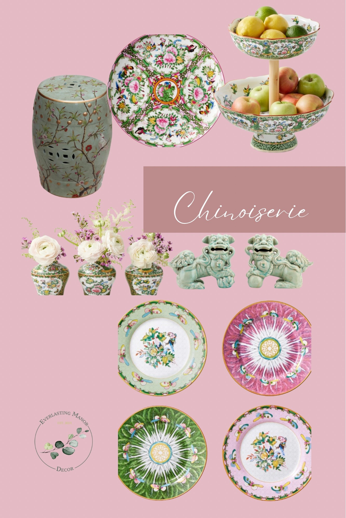 Famille Rose and foo dogs for the best Trad spring decor and table top  

#LTKOver40 #LTKHome #LTKFindsUnder100