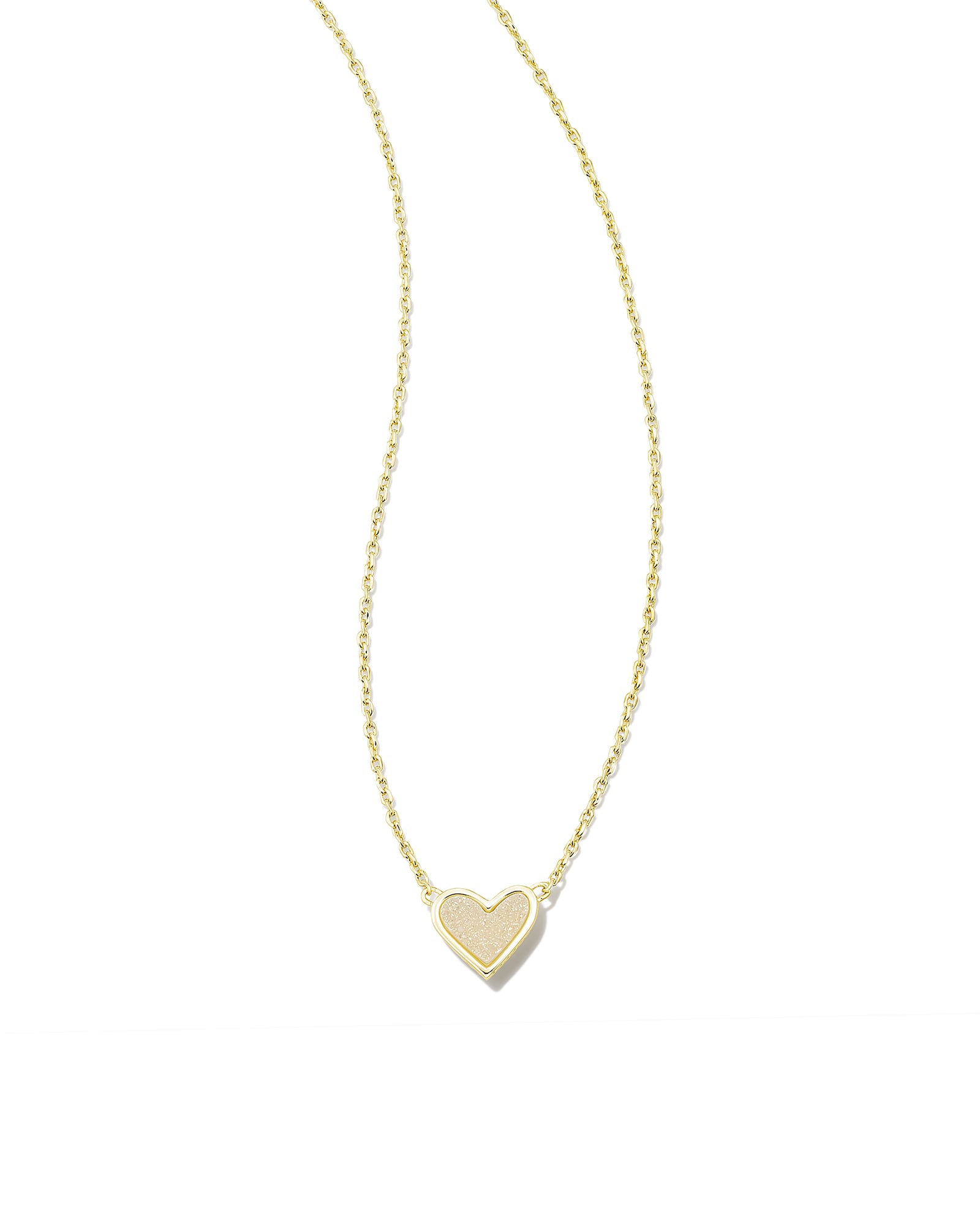 Framed Ari Heart Gold Short Pendant Necklace in Light Pink Drusy | Kendra Scott | Kendra Scott