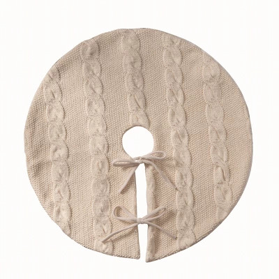 Transpac Polyester 36 in. Sand Christmas Chunky Knit Tree Skirt | Target