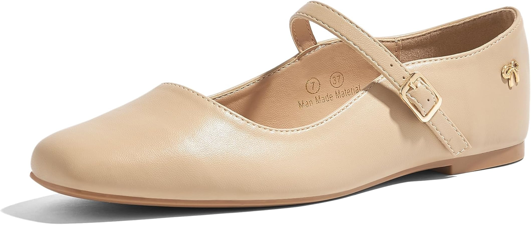 LUCKY STEP Women's Mary Jane Flat Shoes Comfortable Dress Shoes Ankle Strap Round Toe Retro Faux ... | Amazon (US)