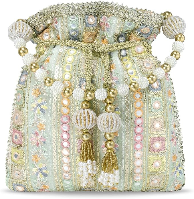 Aheli Indian Potli Bags Gift for Women Evening Bag Clutch Ethnic Bride Purse with Drawstring | Amazon (US)