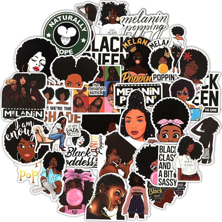 100 Pieces Melanin Poppin Stickers Black Girl Pop Singer Computer Decal for Laptop Water Bottles ... | Amazon (US)