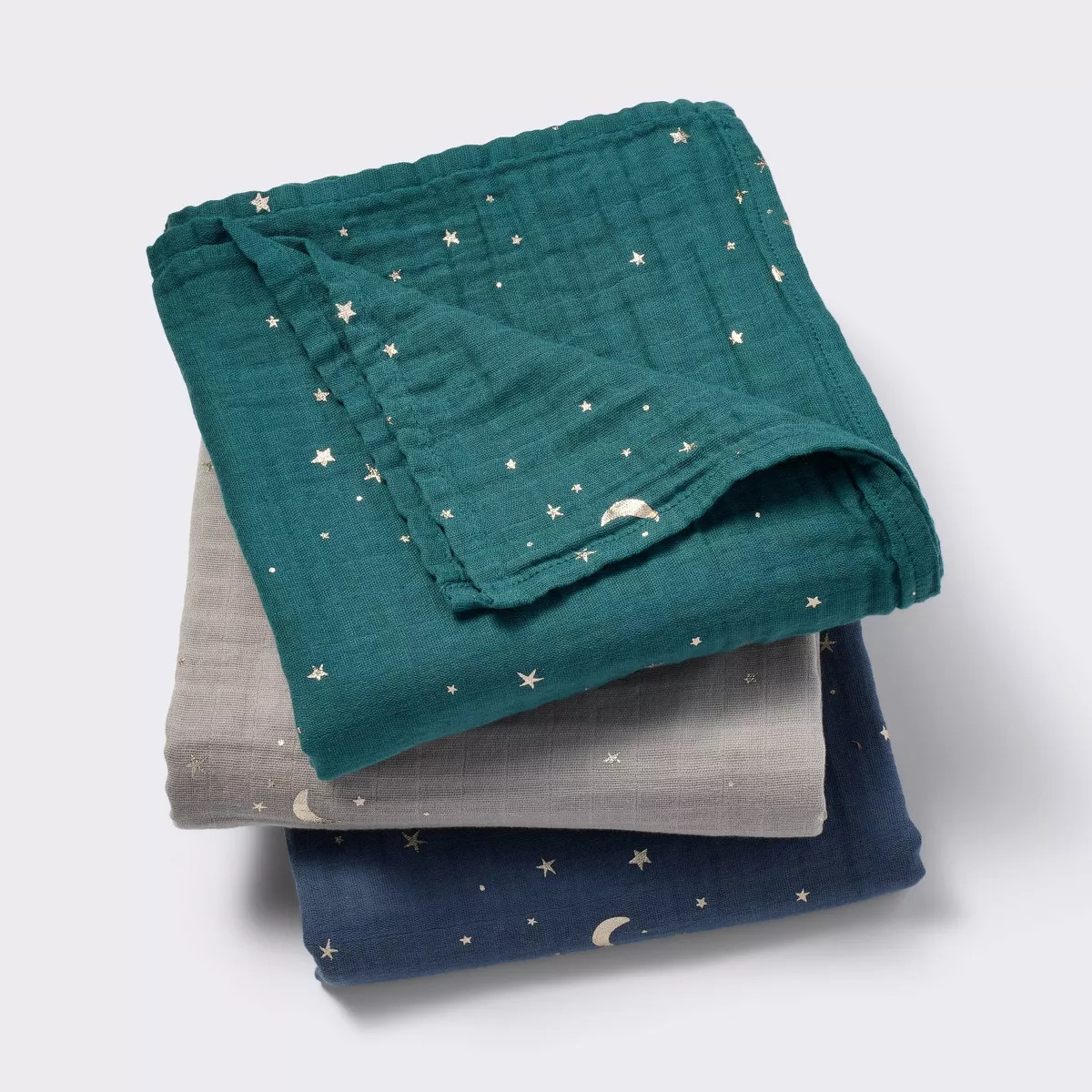 Muslin Swaddle Baby Blanket - Cool Metallic - 3pk - Cloud Island™: Cotton, 47 x 47 Inches, Logo... | Target