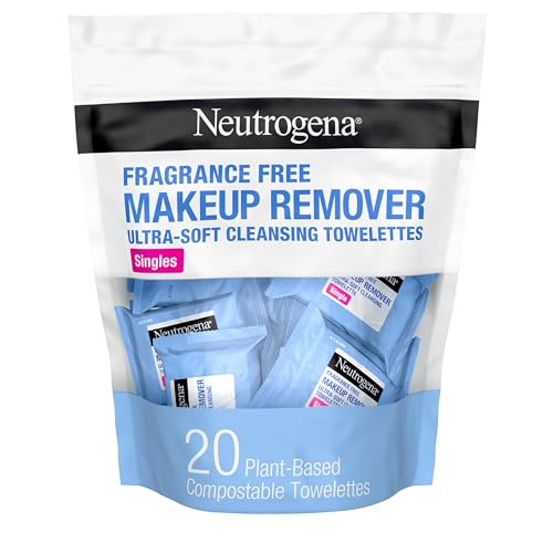 Neutrogena Fragrance-Free Makeup Remover Wipes Singles, Individually Wrapped Face Towelettes, Gently Remove Dirt, Oil, Waterproof Mascara & Makeup, Alcohol-Free Daily Face Wipes for Travel, 20 ct | Amazon (US)