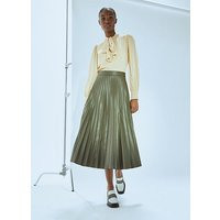 Laurie Olive Faux Leather Pleated Skirt, Olive | L.K. Bennett (UK)
