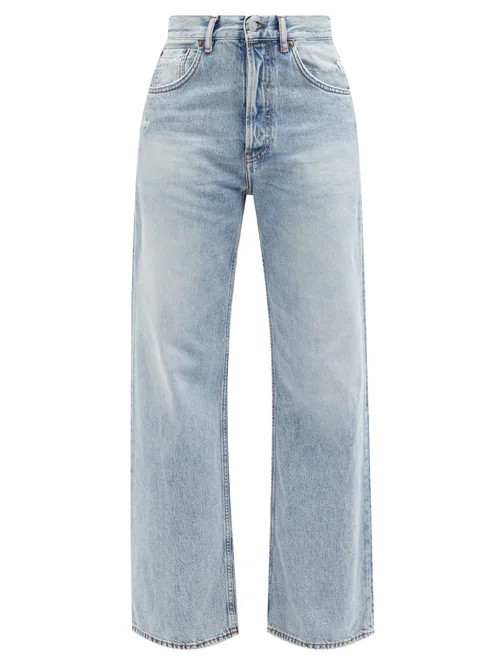 Acne Studios - Distressed Wide-leg Jeans - Womens - Light Denim | Matches (UK)