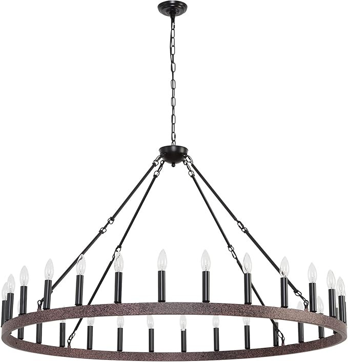 SARUDIIR 53 Inch Large Farmhouse Wagon Wheel Chandelier, 28-Light Rustic Round Hanging Light Fixt... | Amazon (US)