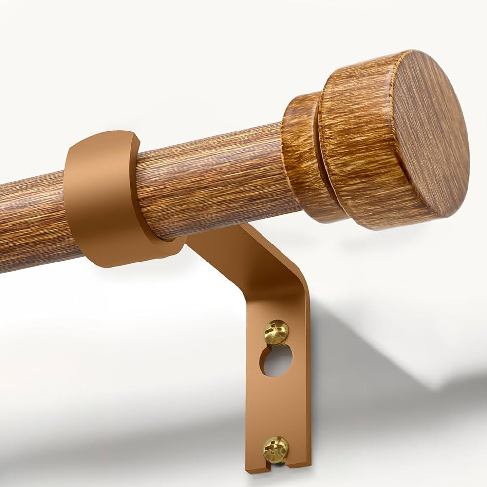 Wood Curtain Rods for Windows 66 to 120 Inches 1" Diameter Boho Decorative Heavy Duty Window Curt... | Amazon (US)