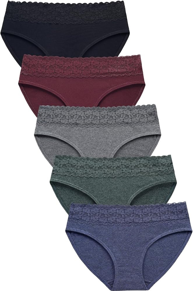 Wealurre Cotton Panties for Women Bikini Underwear Hipster Underpants Lace Briefs Pack | Amazon (US)