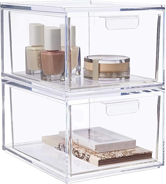 STORi Audrey Stackable Cosmetic Organizer Drawers 4-1/2" Tall | set of 2 Clear | Amazon (US)