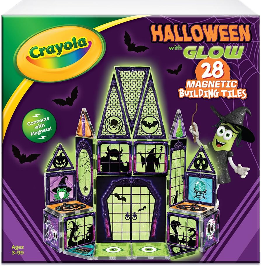 CreateOn Crayola Halloween Glow Magnetic Haunted House Tiles Set, Building Set for Kids, STEM Toy... | Amazon (US)