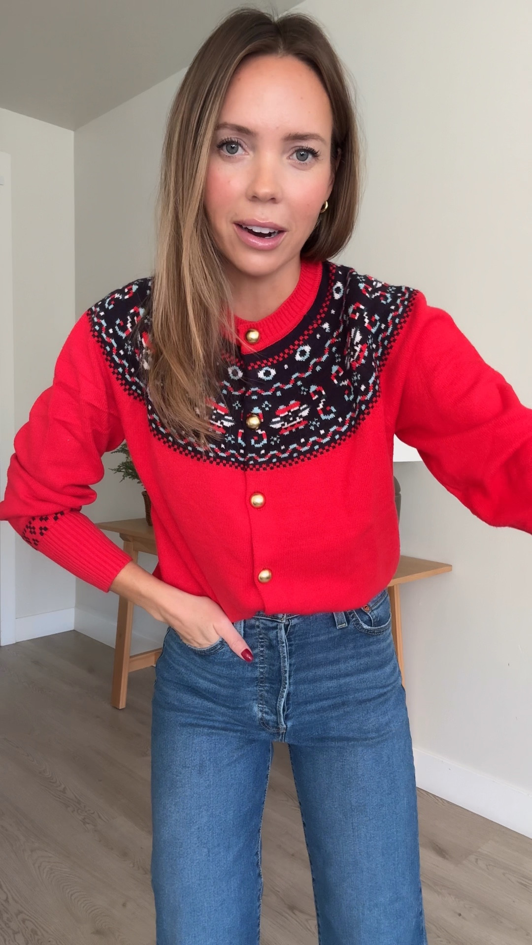 The cutest Christmas cardigan! Wearing size XS! 

#LTKHoliday #LTKFindsUnder50 #LTKStyleTip