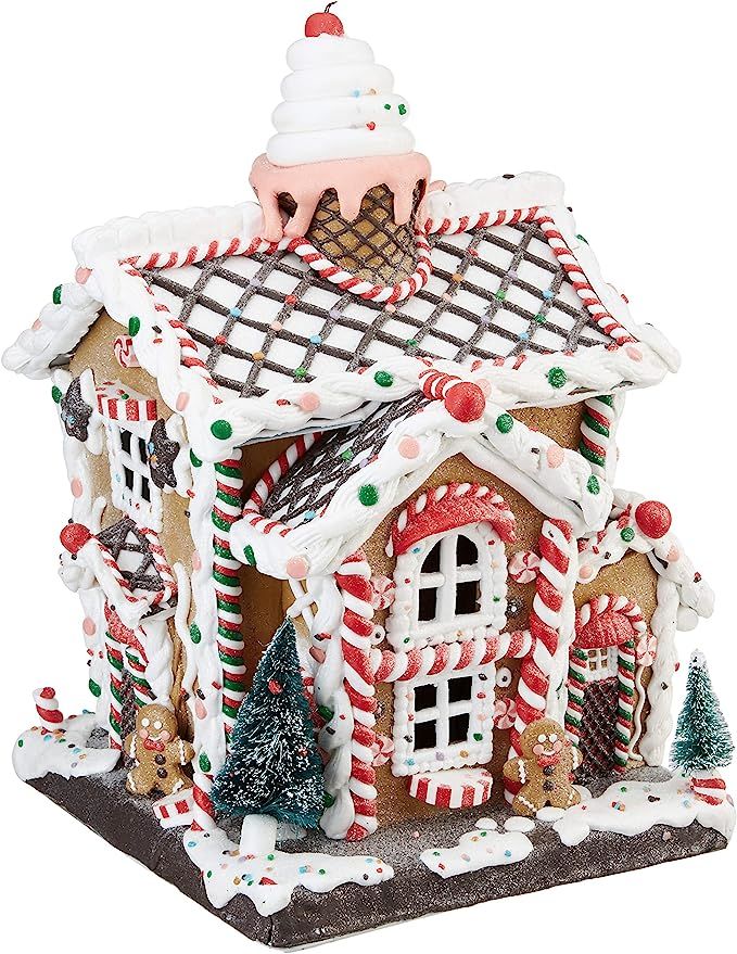Kurt S. Adler 14-Inch Battery-Operated Light-Up Gingerbread House Table Piece, Multi | Amazon (US)