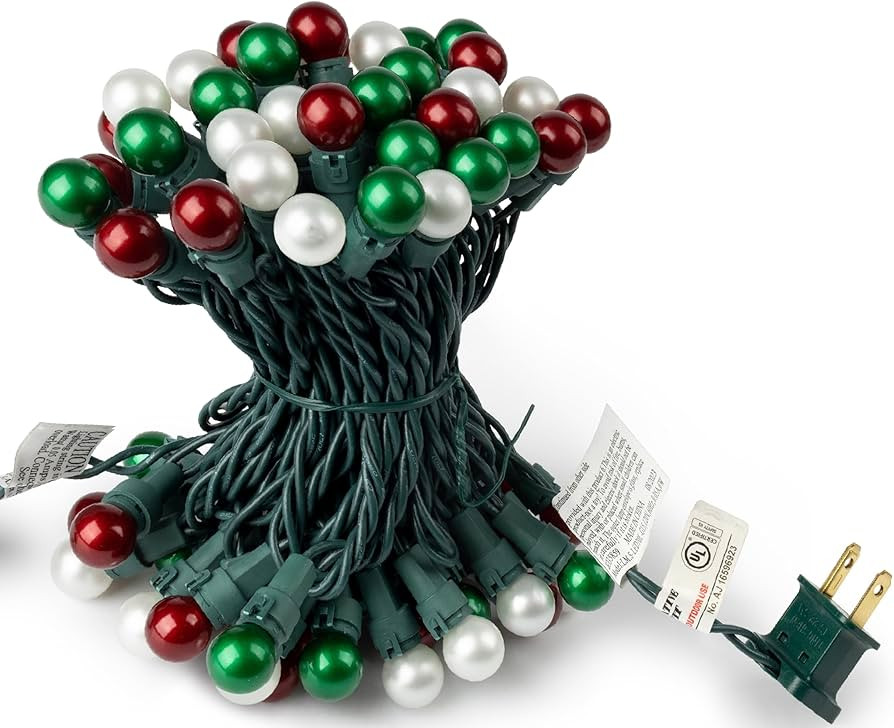 Tupkee Pearlized Glass Mini Globe Lights Set - 70 G15 Red, Green & Warm-White LED Bulbs - Indoor ... | Amazon (US)