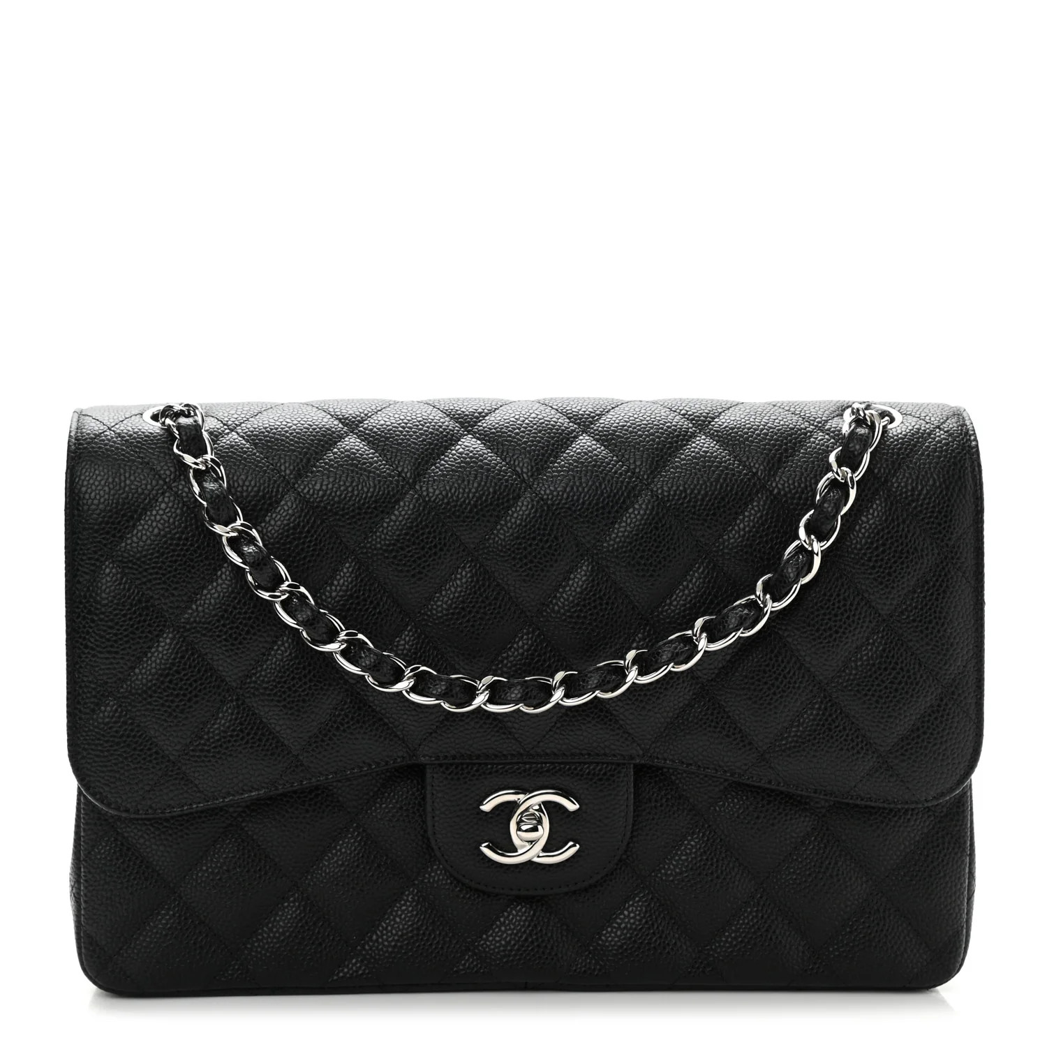 CHANEL Caviar Quilted Jumbo Double Flap Black | FASHIONPHILE (US)