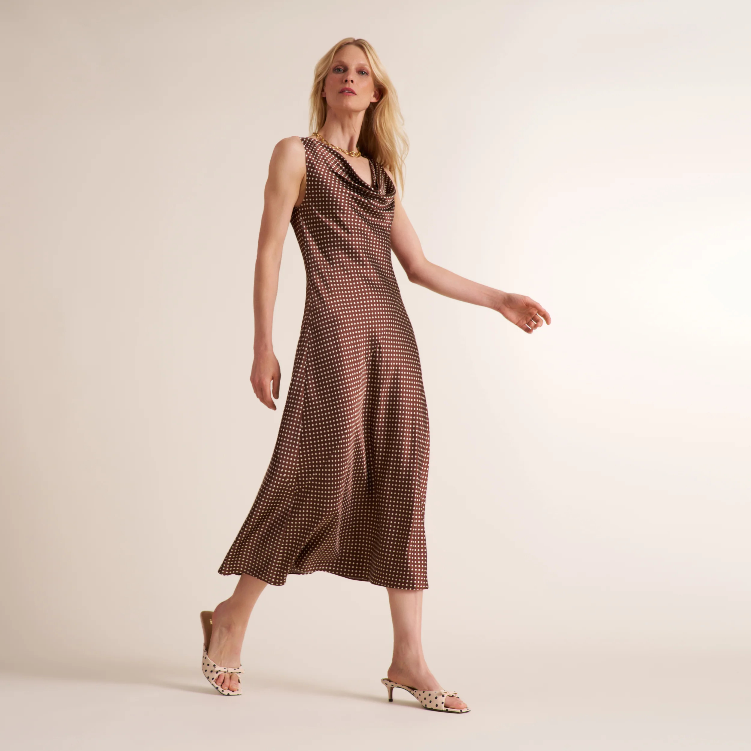 Priya Silky Dress - Printed Silk Charmeuse Blend :: Dot Print | MM LaFleur