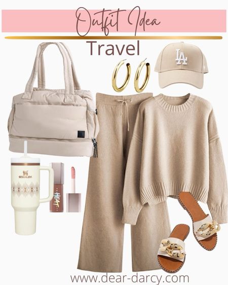 The perfect Travel outfit🧳✈️

Amazon find two piece travel set you’ll love! So soft and cozy

Free people travel bag 
La cream ball cap
Cute sandals 
Great hoops 
And my fave 40 oz Stanley tumbler 
And lipstick


#LTKstyletip #LTKfindsunder50 #LTKtravel