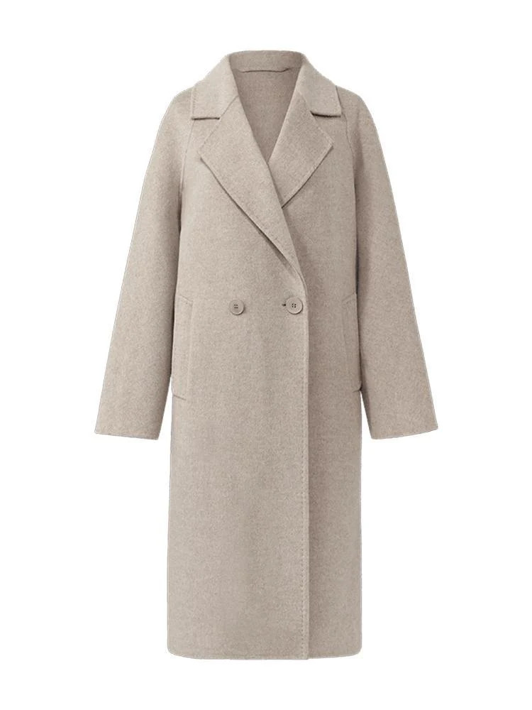 Cashmere Wool Notched Lapel Double-Faced Women Coat | GOELIA