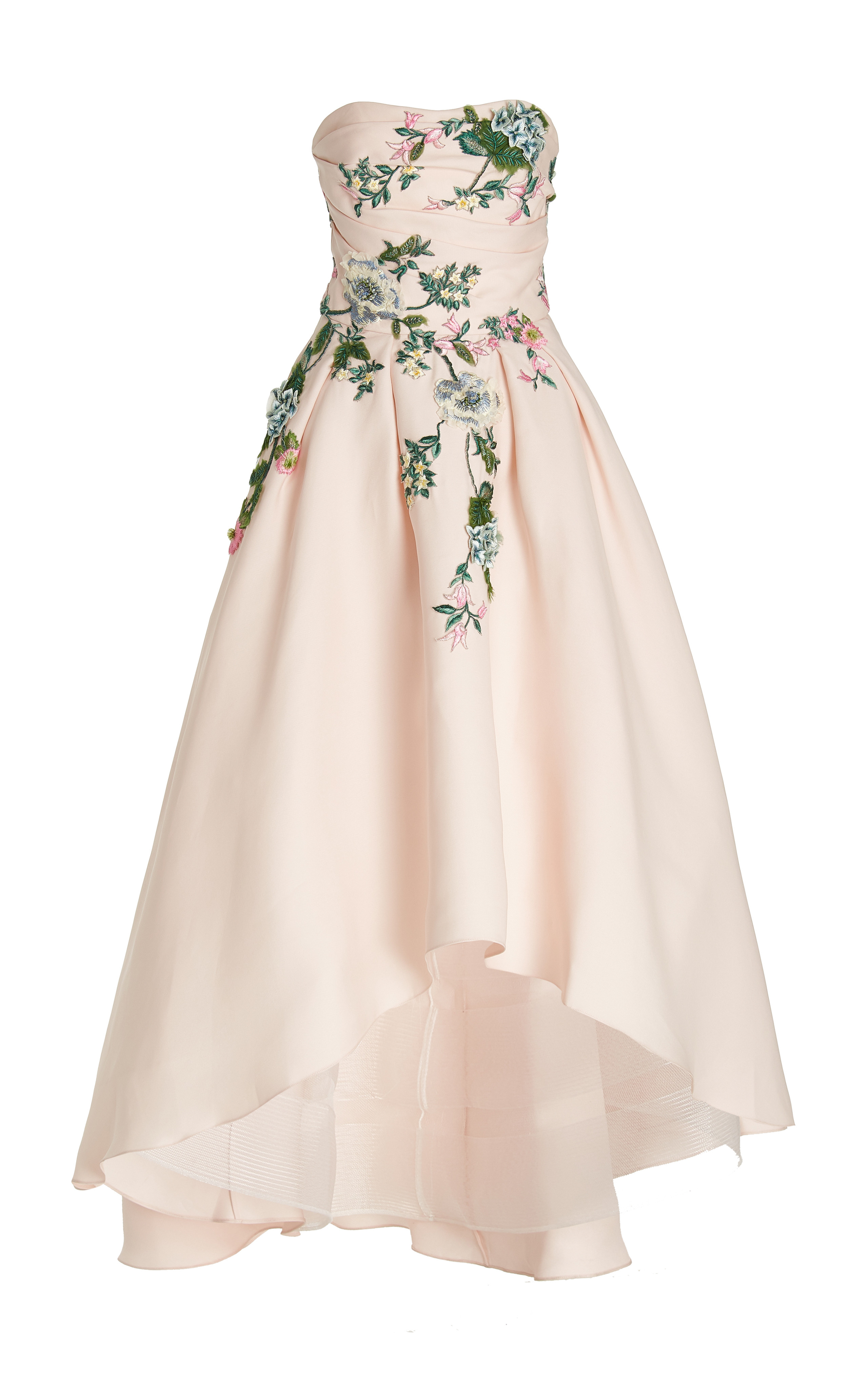 Floral-Embroidered Silk Gazar Strapless Gown | Moda Operandi (Global)