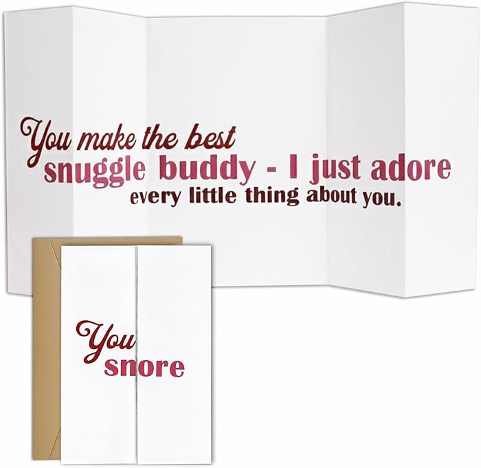 Funny Fold Out Card - You Snore, Anniversary Valentine Birthday Card for Wife Husband, Large Snor... | Amazon (US)