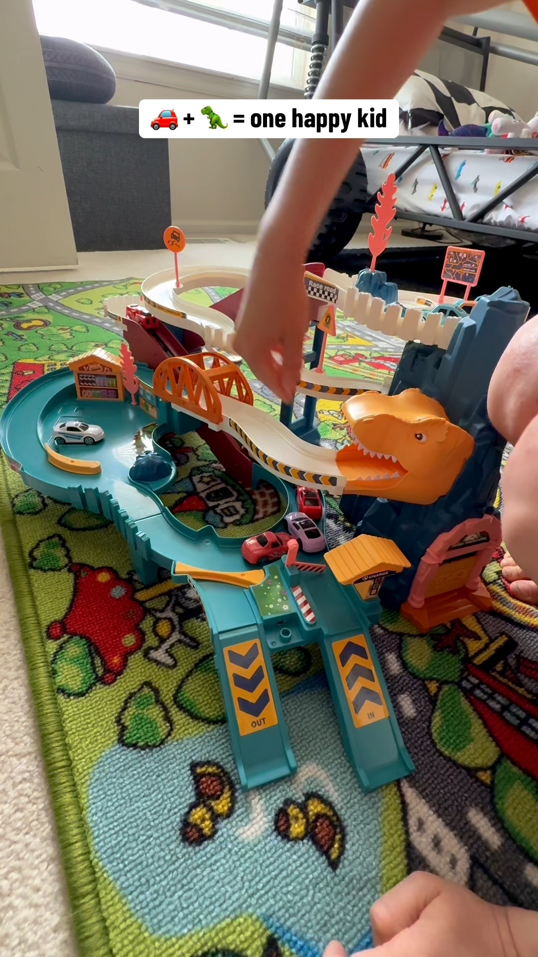 the dinosaur racetrack lights up, bends, and twists for hours of screen free excitement. kids can design their own track layouts and race their dino cars through volcano zones and jungle loops. the perfect christmas gift for curious, imaginative little ones

#LTKdayinmylife #LTKootd #LTKgrwm