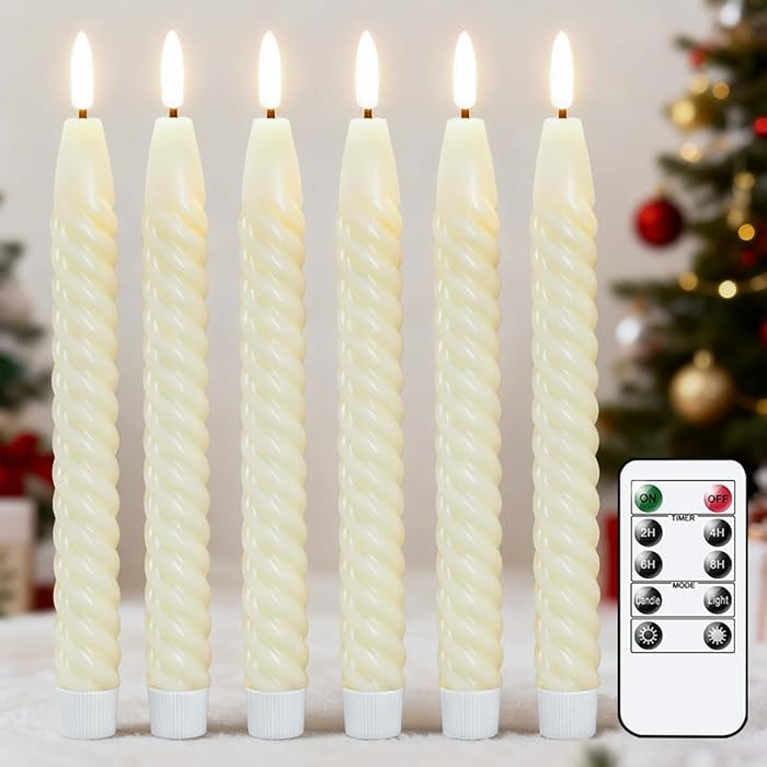 Flameless Taper Candles Flickering with Remote Timer, LED Taper Candles Battery Operated Warm 3D ... | Amazon (US)