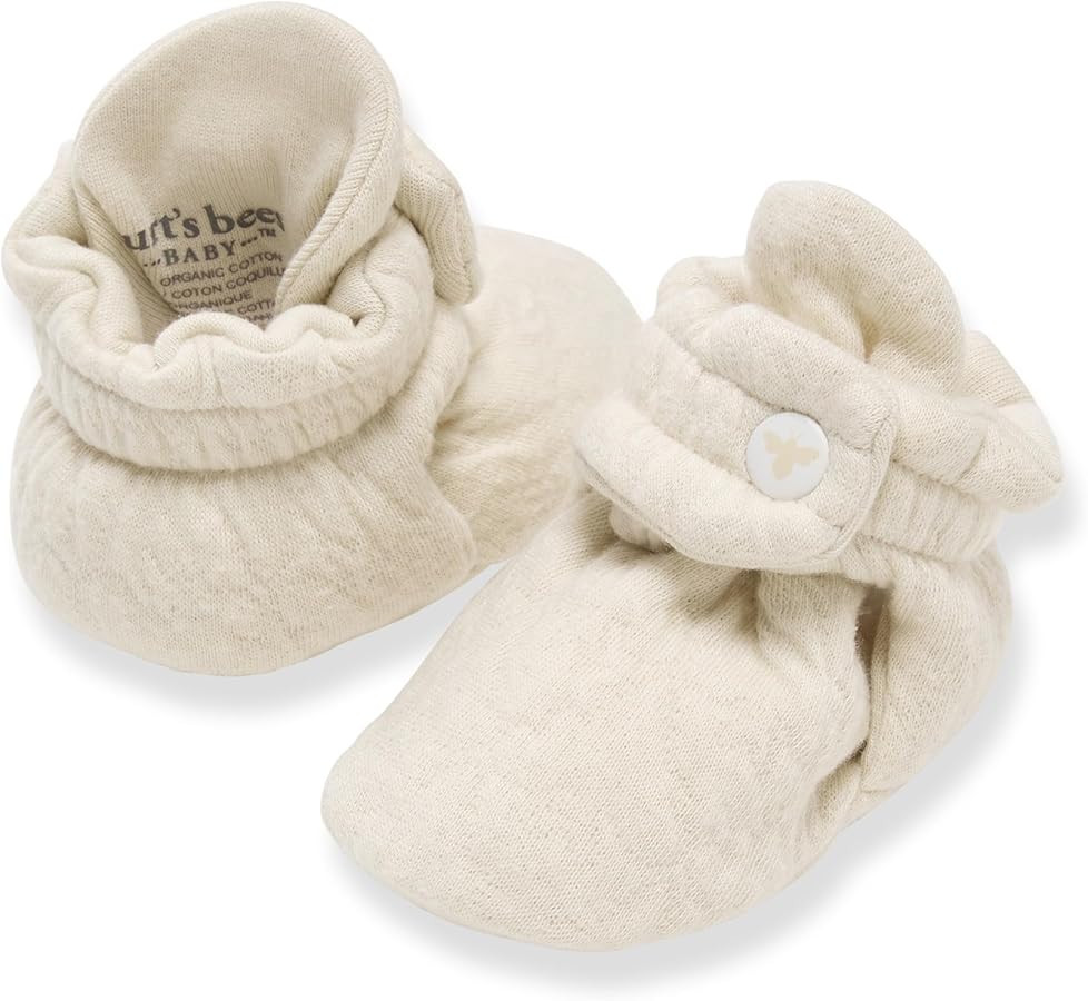 Burt's Bees Baby Unisex Booties Organic Cotton Newborn Essentials Shoes for Infants | Amazon (US)