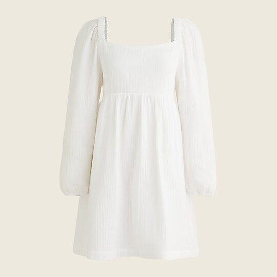 Squareneck soft-crinkle gauze dress | J. Crew US
