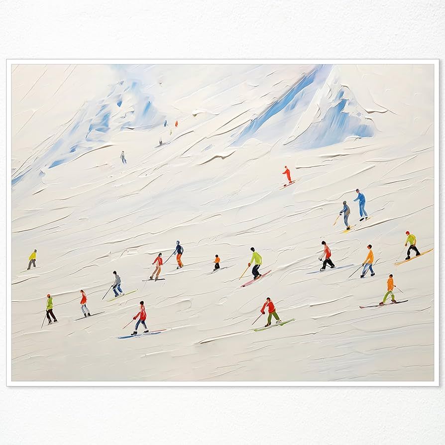 Vintage Ski Posters, Winter Snow Mountain Landscape Canvas Wall Art, Colorful Christmas TV Art Prints, Wall Decor Artwork for Outdoor Sports Lover 12x16in Unframed | Amazon (US)