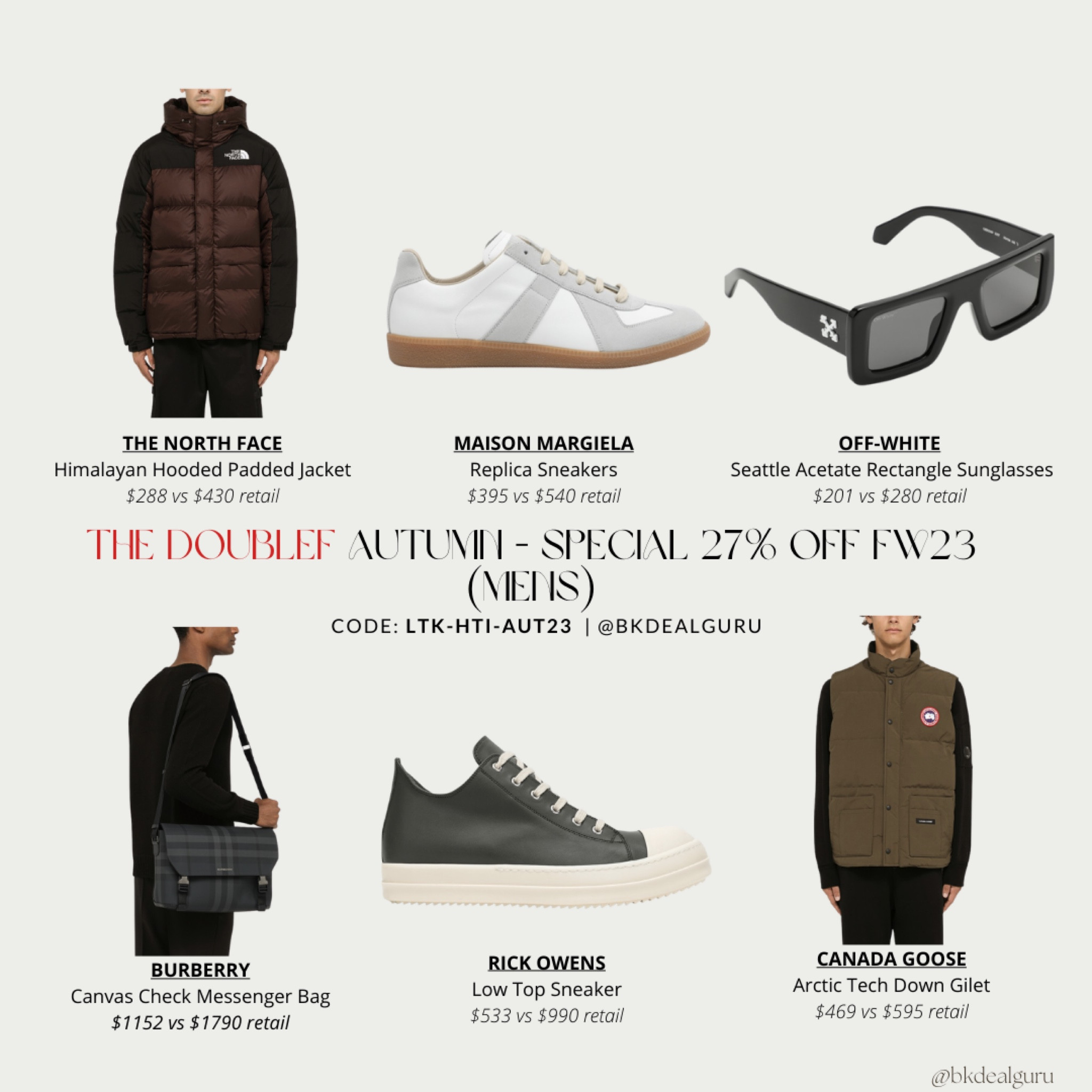 Tap into fall savings with the DoubleF’s Autumn Special to score 27% off some of the best in men’s fashion!

Code: LTK-HTI-AUT23

#LTKGiftGuide #LTKsalealert #LTKstyletip