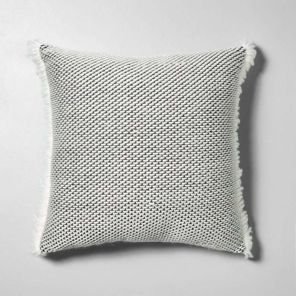 Textured Pillow Gray / White with Fringe - Hearth & Hand with Magnolia | Target