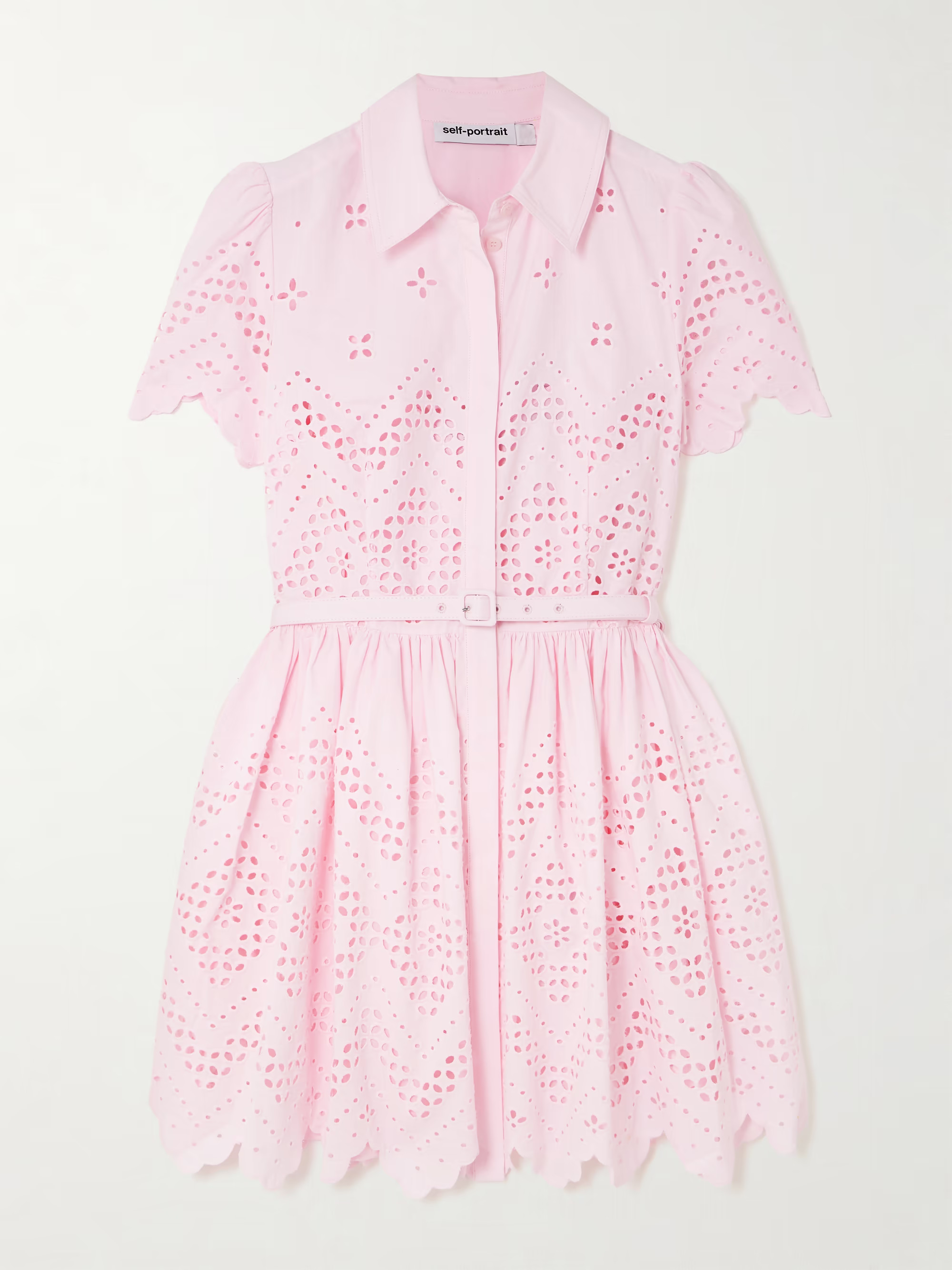 Scalloped broderie anglaise cotton mini shirt dress | NET-A-PORTER APAC