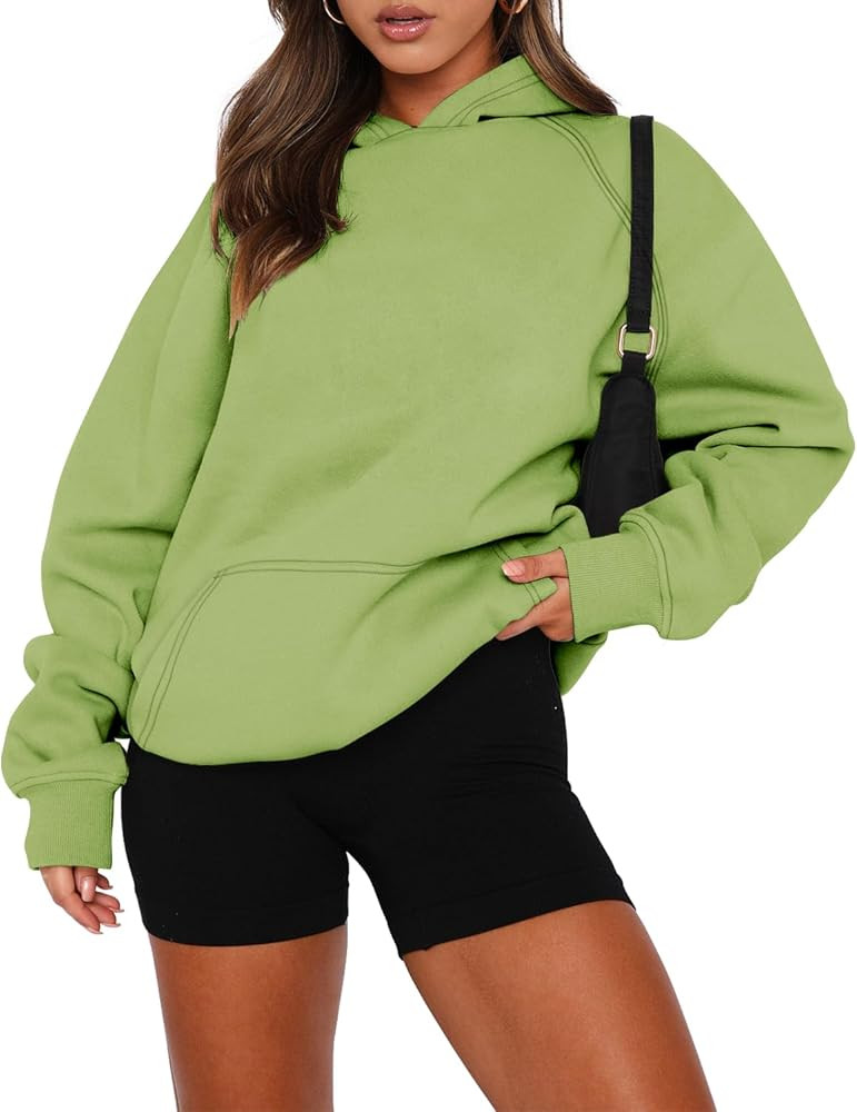 onlypuff Women Pullover Sweatshirt Long Sleeve Hoodies Kangaroo Pocket Fleece Basic Sweater | Amazon (US)