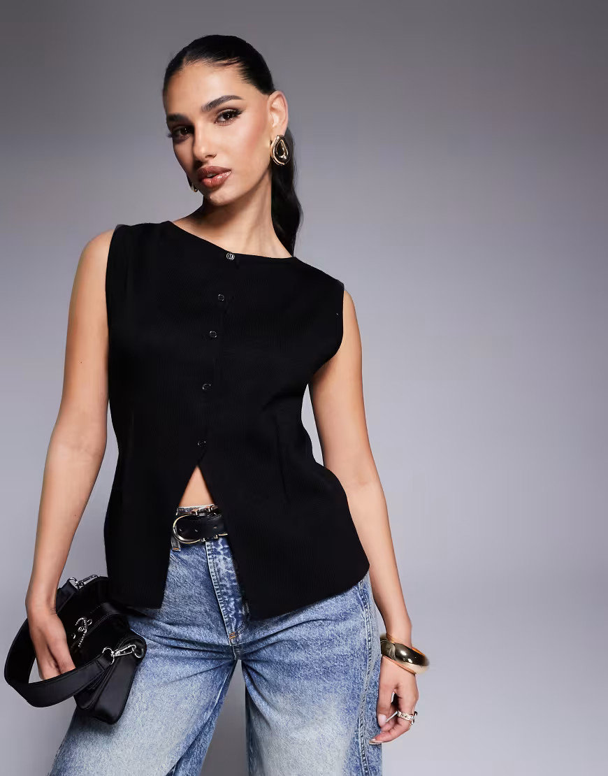 ASOS DESIGN compact structured vest in black | ASOS (Global)
