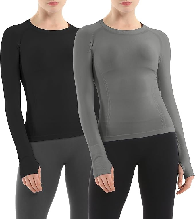 MathCat Seamless Workout Shirts for Women Long Sleeve Yoga Running Shirt Breathable Athletic Tops... | Amazon (US)