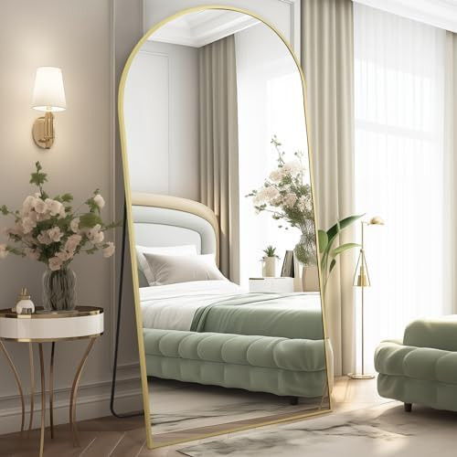 MIRUO Large Full Length Mirror Oversized Floor Length Dressing Mirror Leaning Mirrors Wall-Mounted Mirror Aluminum Alloy Thin Frame Horizontal/Vertical (71"x34", Gold) (AA01037ZZE001-USAM003) | Amazon (US)