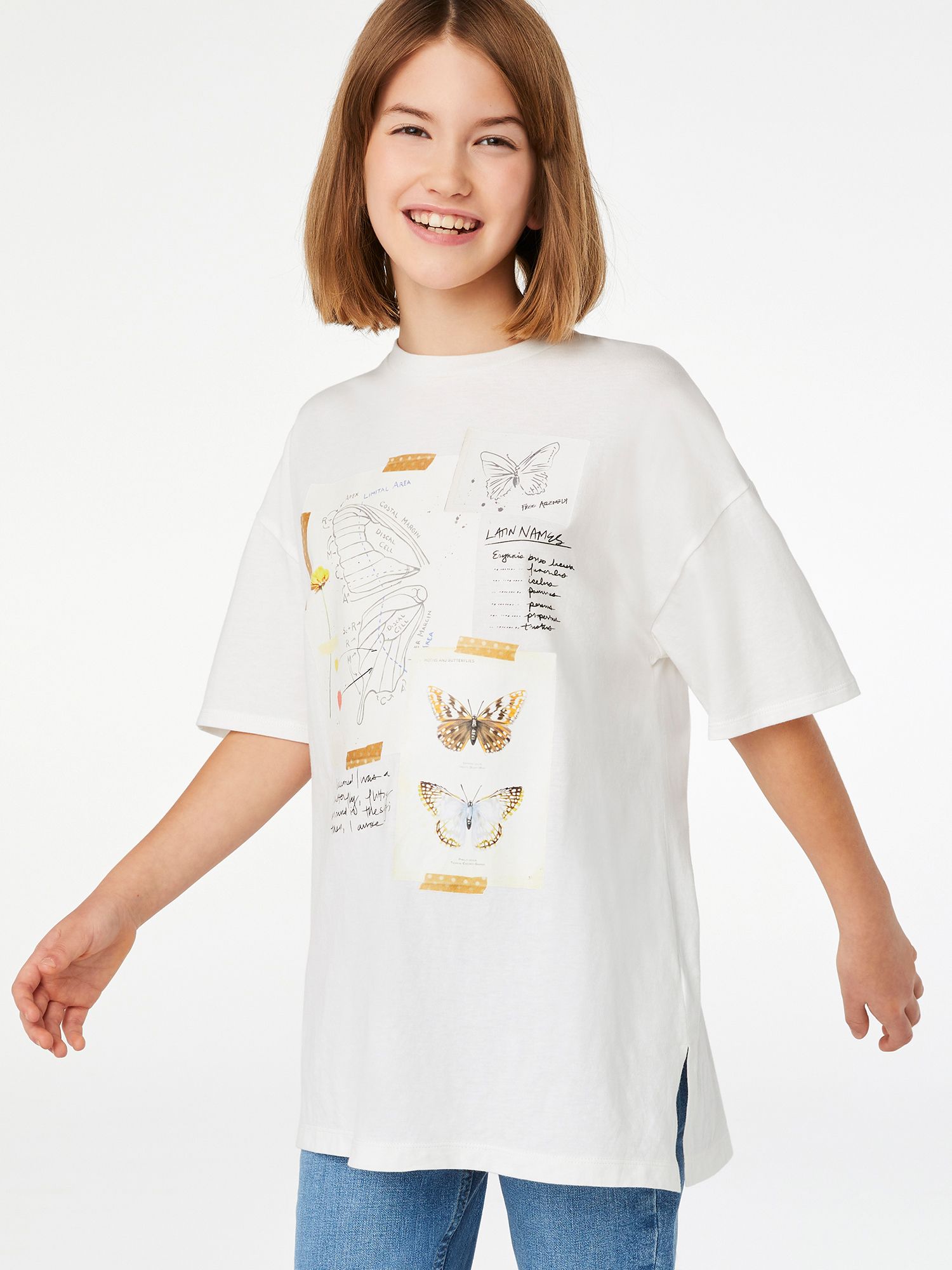 Free Assembly Girls Oversized Graphic T-Shirt, Sizes 4-18 - Walmart.com | Walmart (US)