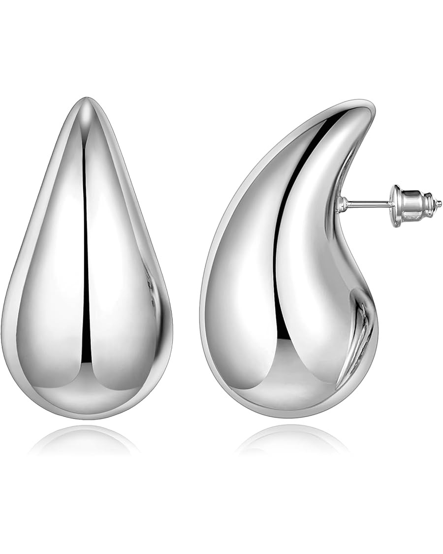 KissYan Chunky Gold Hoop Earrings for Women, 14K Gold Plated Lightweight Hollow Open Hoops Thick ... | Amazon (US)